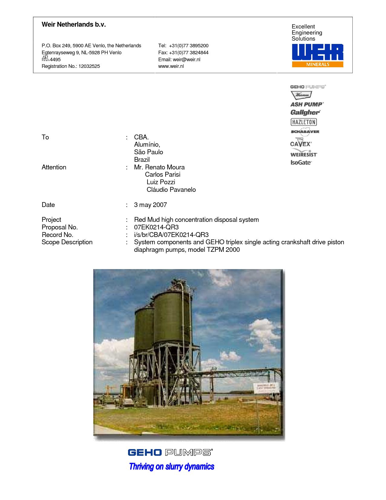 Weir Netherlands bv PO Box 249 5900 AE Venlo the Netherlands E - pdf  download